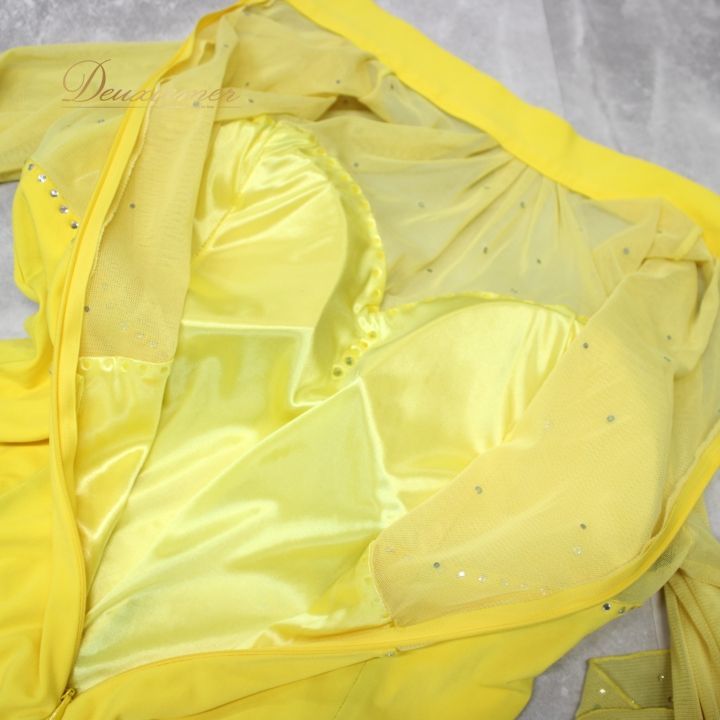 社交ダンス 衣装 ドレス ワンピース パーティ衣装 女性用 レディース オールシーズン 黒 黄色 ラインストーン 夢館 Dream Kan ブラック系 イエロー系 バイ 美しい 広がり ステージ映え 大人かわいい 二重仕立て 夢館 ブランド LLC-HASEGAWATOSO_COM