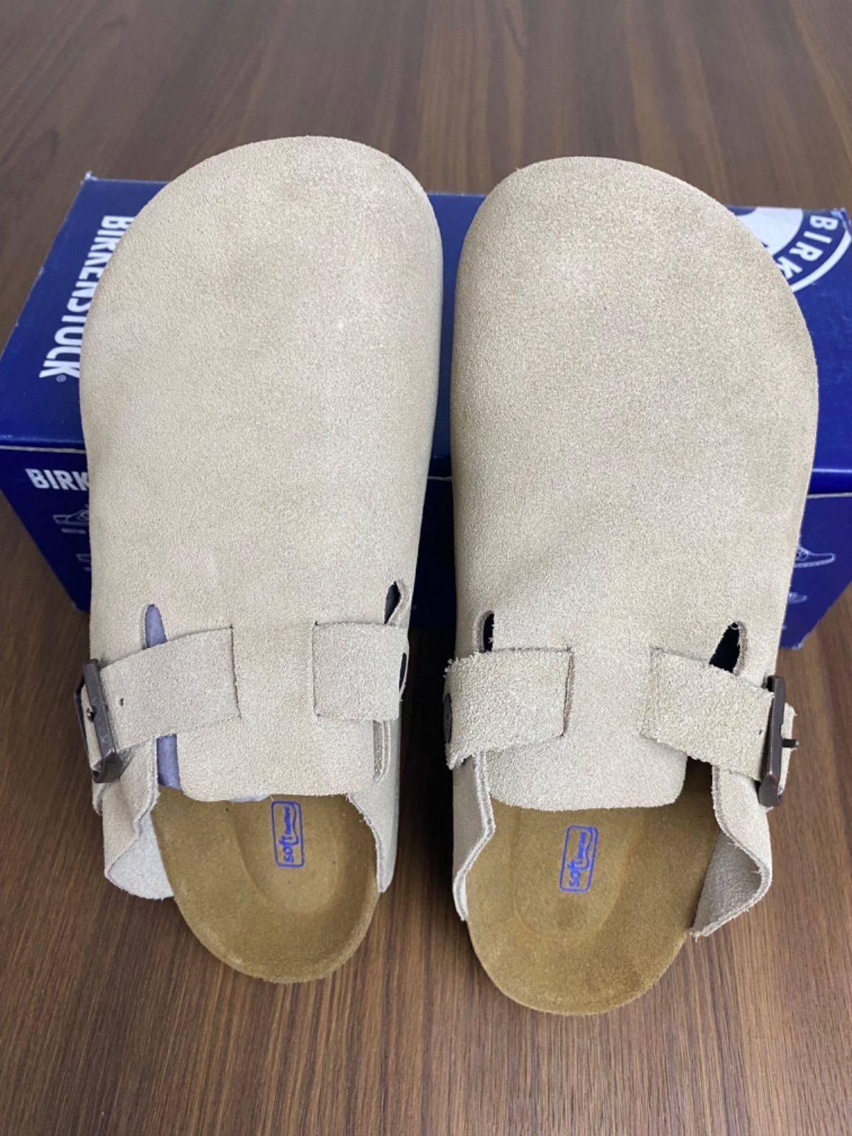 ビルケンシュトック BIRKENSTOCK レギュラー幅 Boston/ボストン スエードレザー クロッグ ソフトベッド コルクソールサンダル メンズ·レディース ソフトフットベット ベロア トープ