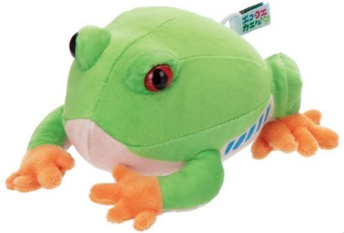 イワヤ(IWAYA) エココエカエル(アカメアマガエル) 音が出るぬいぐるみ ゼンマイトイ 電池不要 全長15cm 1099-2