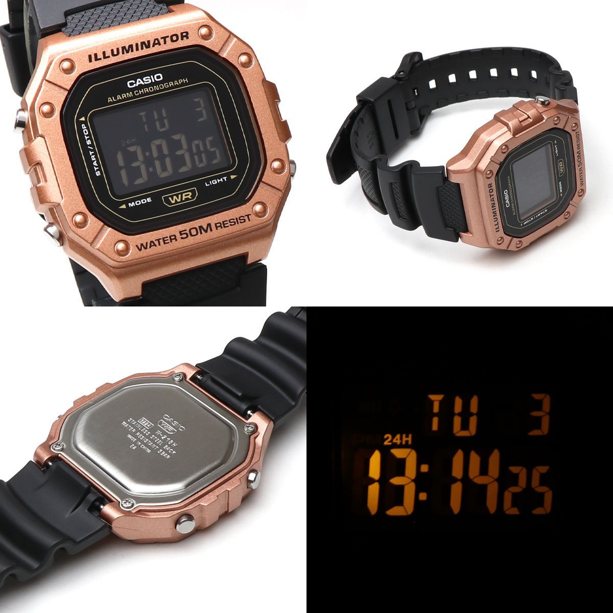 CASIO カシオ W-218HM チープカシオ メタリックカラー ピンクゴールド 