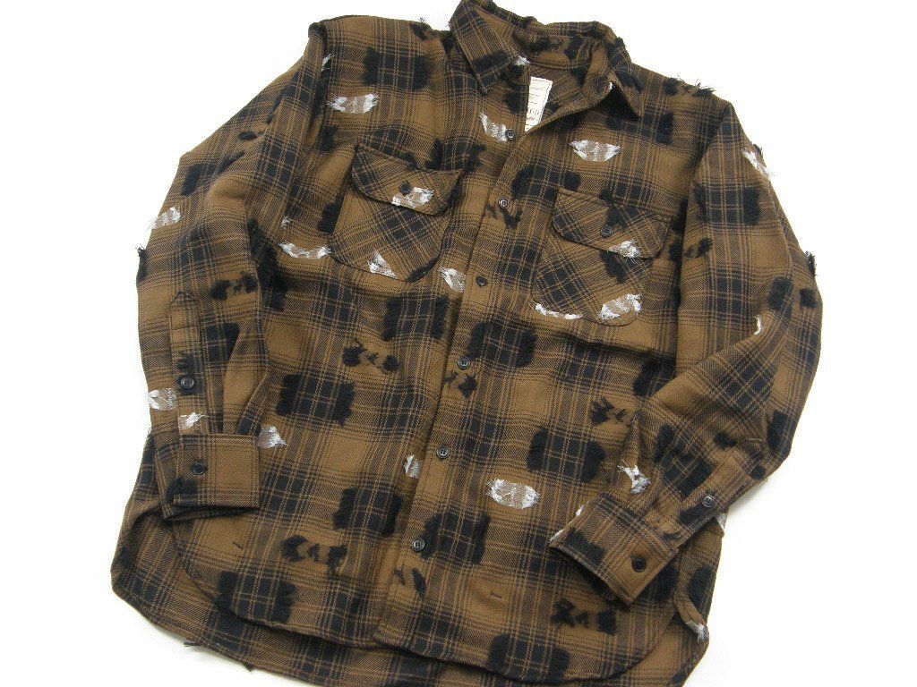 SEVESKIG × HUNTER×HUNTER セヴシグ × ハンターハンター ネルシャツ ウール リフレクター 動物 長袖シャツ ブラウン ｜ 秋冬