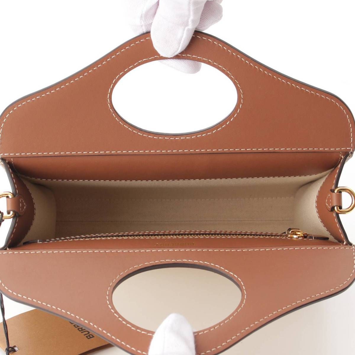 BURBERRY 2way ミニポケットバッグ ツートン キャンバスxレザー 