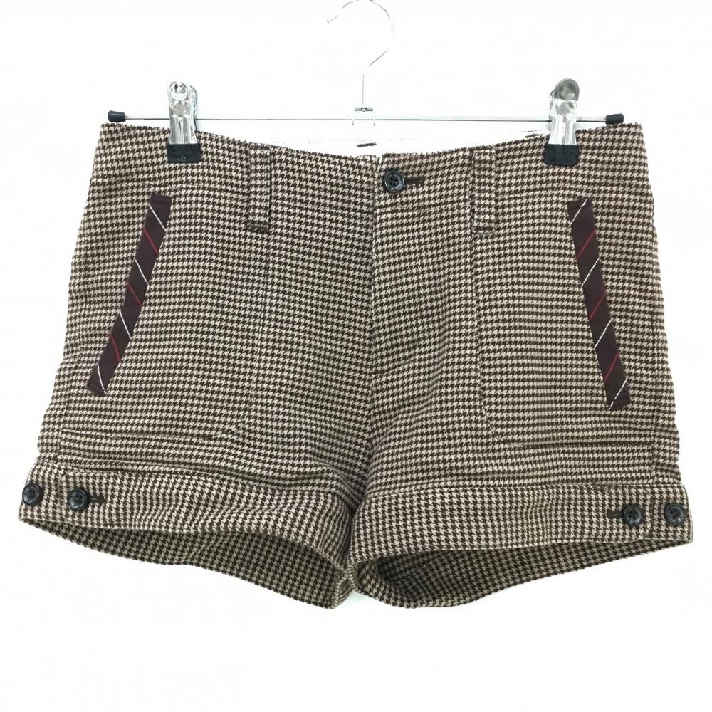 【美品】ゾーイ ショートパンツ ライトブラウン×ブラウン 千鳥格子  レディース 38(M) ゴルフウェア ZOY