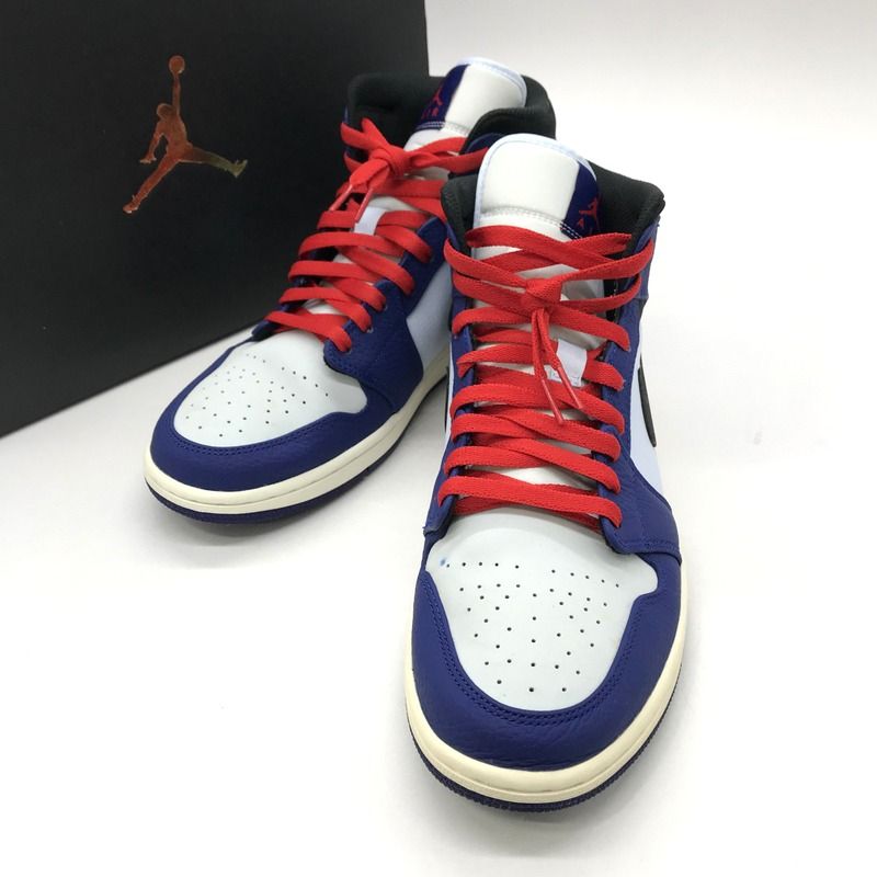 NIKE スニーカー AIR JORDAN 1 MID DEEP ROYAL BLUE BLACK 852542-400 箱付 タグ付 エアジョーダン1 29.5cm ブルー系 ナイキ 靴 B11863