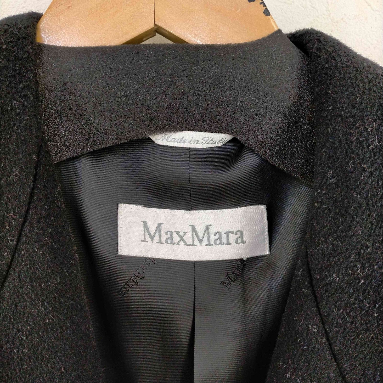 [上質] 白タグ MaxMara マックスマーラ カシミヤ混 黒 コート ダブル マックスマーラ MAX MARA 白タグ ウール カシミヤ ダブルコート