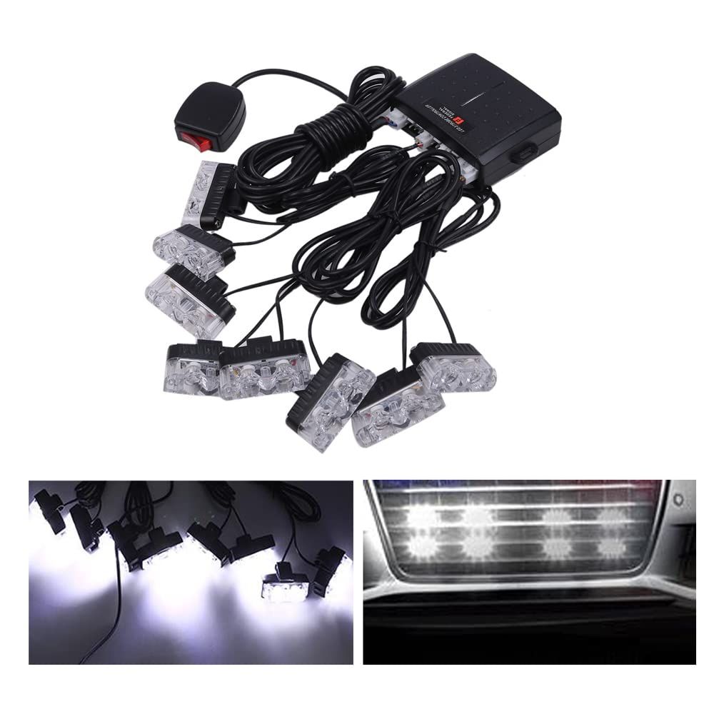 [Avan Knight] ストロボ フラッシュ ライト 12V 車用 LED キット スイッチ付き ダクト ガーニッシュ エアインテーク ダブル トリプル コンプレッサー バンパー エアクリーナー ボンネット ワイパー