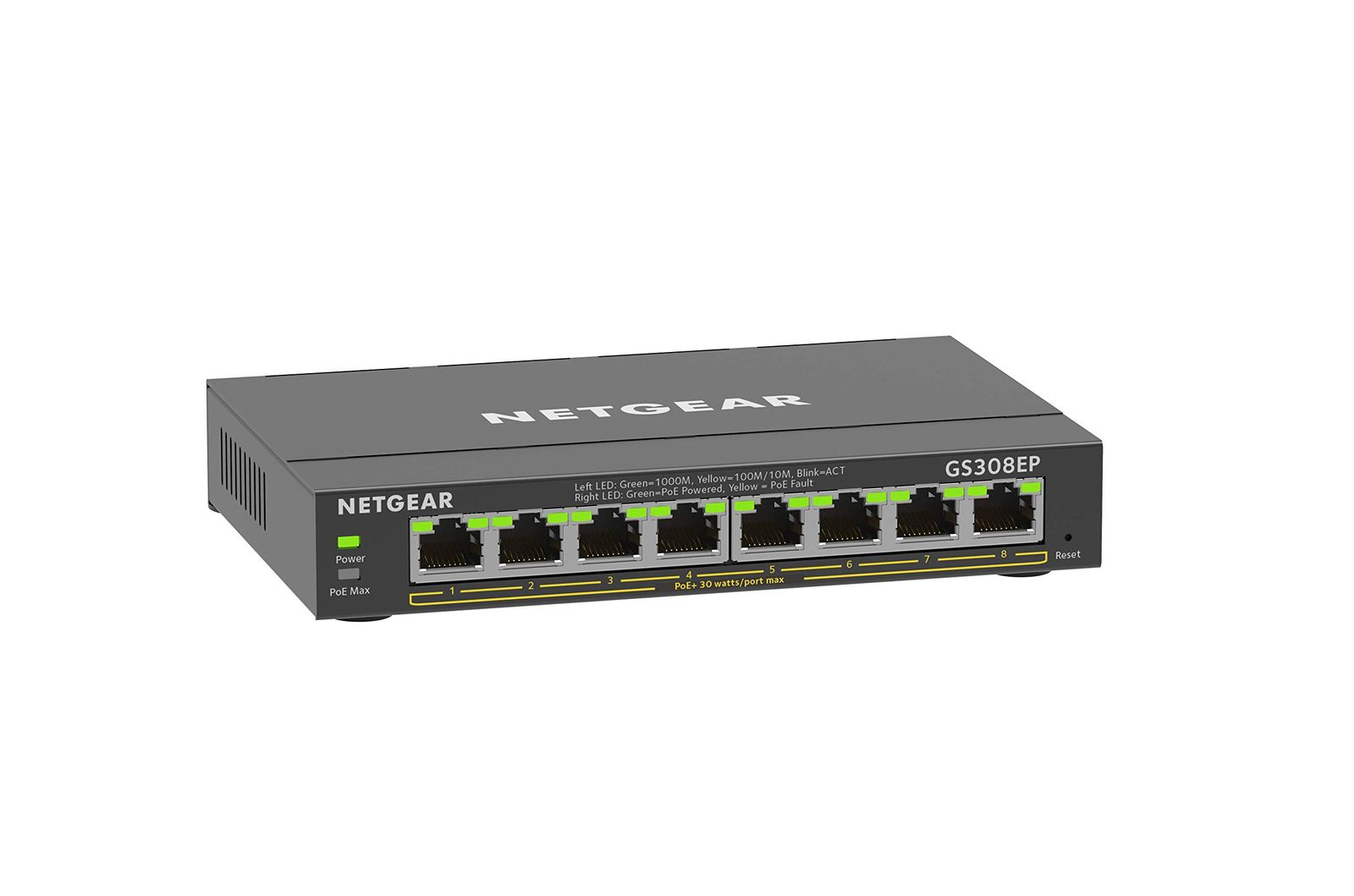 ネットギア アンマネージプラス スイッチングハブ ギガ8ポート PoE 対応 全体62W 卓上型コンパクト GS308EP VLAN QoS 静音ファンレス 省電力 5年保証 8ポート 62W