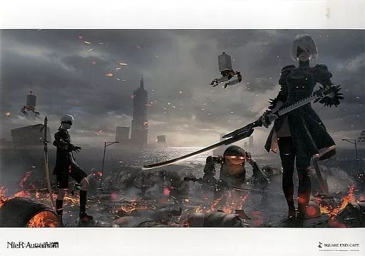 4枚セット ランチョンマット 1弾 スクエニカフェ ‪NieR:Automata 中古】食器その他(キャラクター) 2B＆9S 紙製ランチョンマット