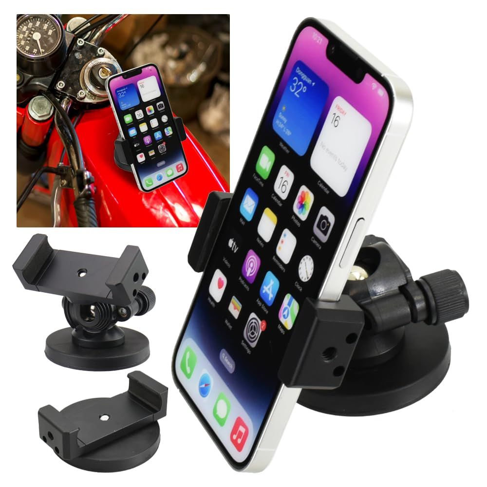 バイク用 スマホホルダー 360度回転 強力固定 マグネット吸着式 振動吸収 自転車対応 クイックホールド マウント