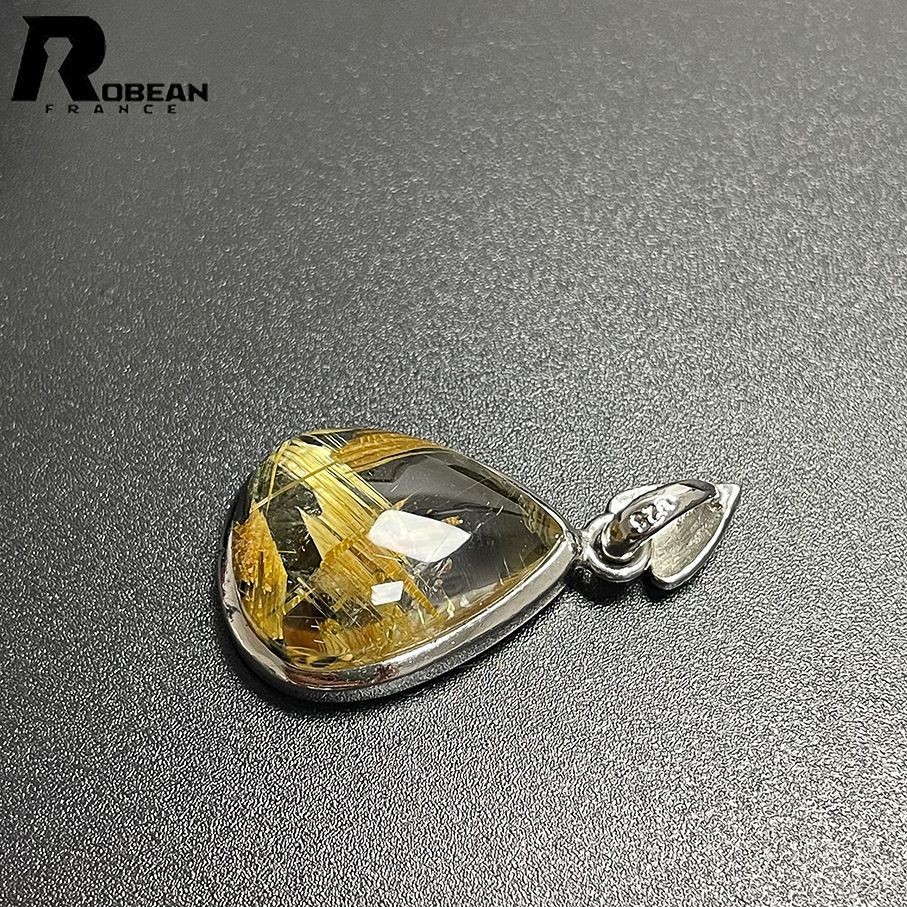 綺麗 EU製 定価18万円★ROBEAN・太陽花タイチンルチル・925銀ペンダント★黄金針水晶 金運 パワーストーン プレゼント 20.7*16.8*8.2mm ML803322