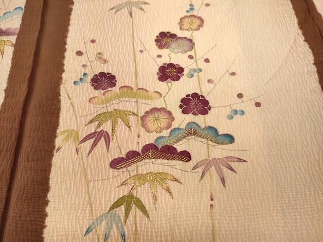 平和屋着物○訪問着 駒刺繍 絞り 松竹梅 金彩 正絹 逸品 CAAY4903ut