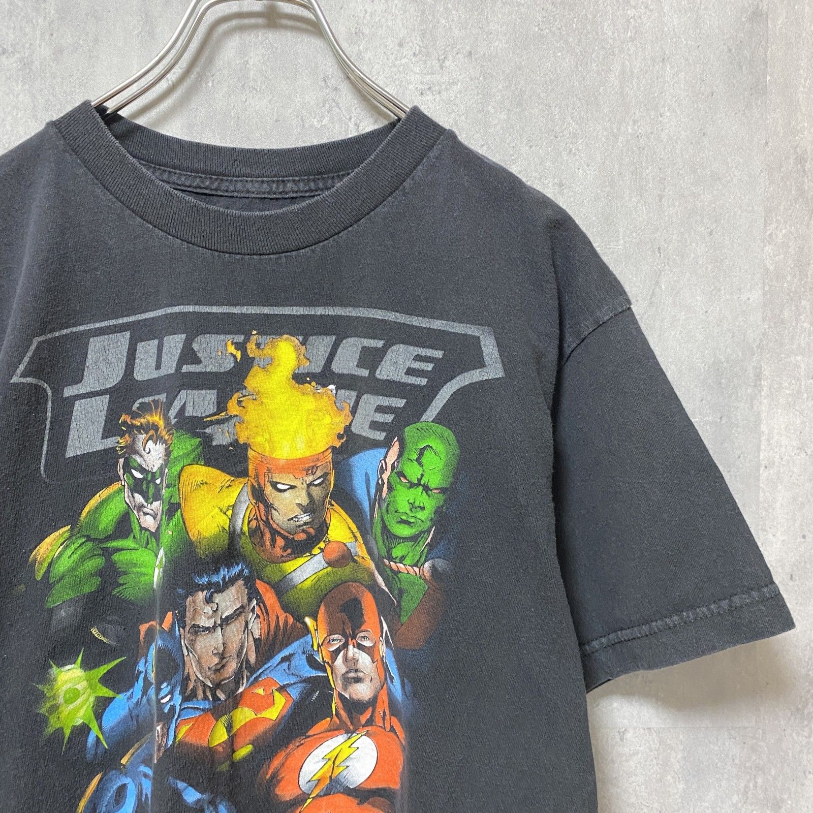 古着 used　DC Comics　JUSTICE LEAGUE　半袖プリントTシャツ　アメコミ　黒　ブラック　ビッグシルエット　オーバーサイズ