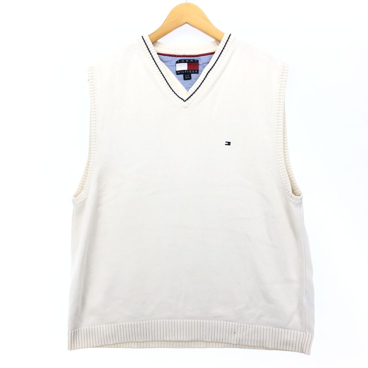 古着 90年代 トミーヒルフィガー TOMMY HILFIGER Vネック コットンニットベスト XL/XG /eaa416252 【中古】/eaa416252