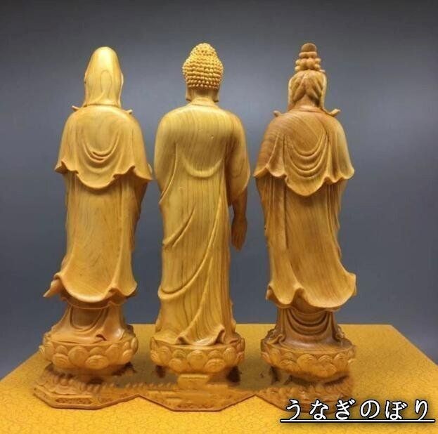 美品・未使用新品】 人気美品☆仏教美術 高さ約20cm 阿弥陀如来三尊
