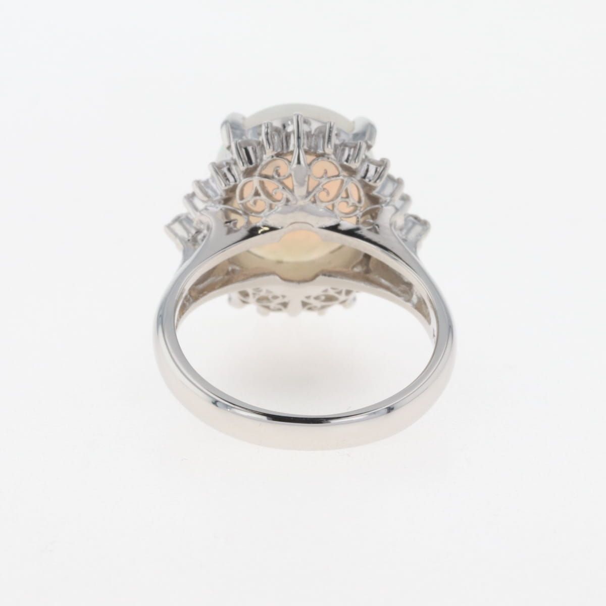 在庫一掃】 オパール デザインリング プラチナ 指輪 メレダイヤ リング  