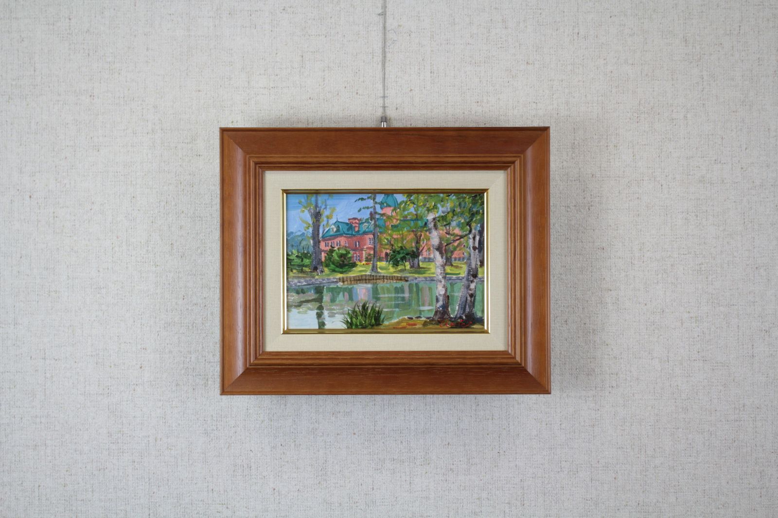 青木卯一 油絵・油彩画『道庁池畔』【真作保証】 絵画 暑苦し