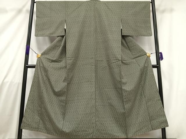 平和屋着物＃道行コート 単衣 ロング丈 紬地 幾何学文様 正絹 逸品