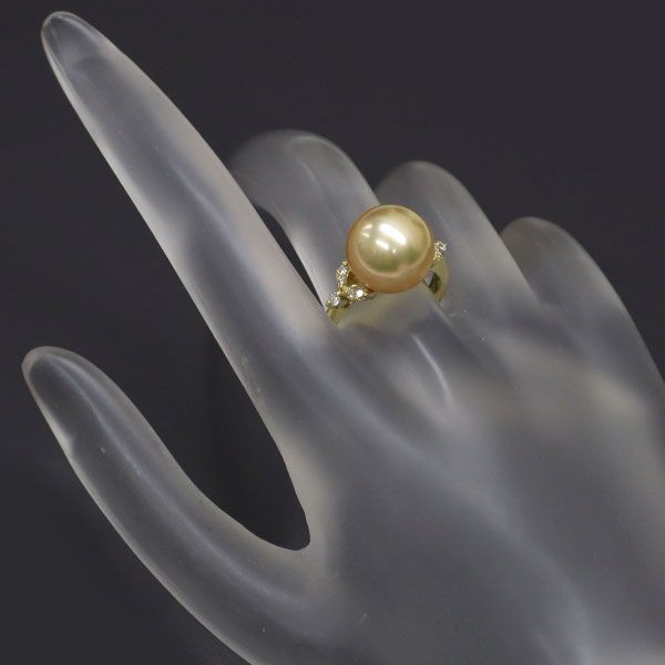 真珠 ダイヤモンド リング・指輪11.5 mm パール×K18YG 12号