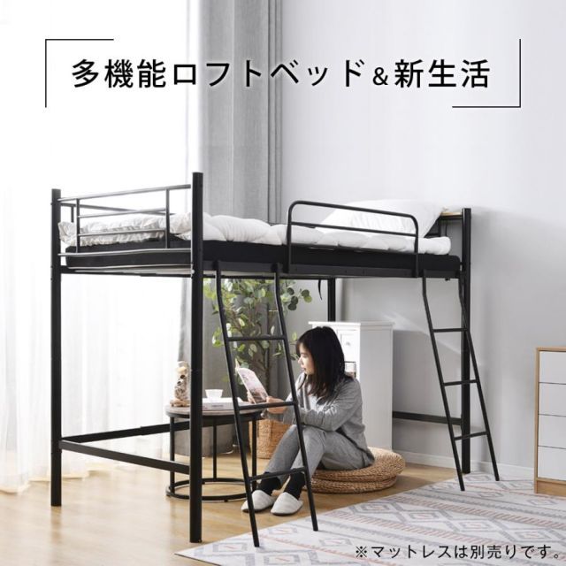 二段ベッドロータイプ パイプベッド 子供部屋二段ベッド スチール 耐震 ベッド シングル パイプベッド 金属 はしご 社員寮