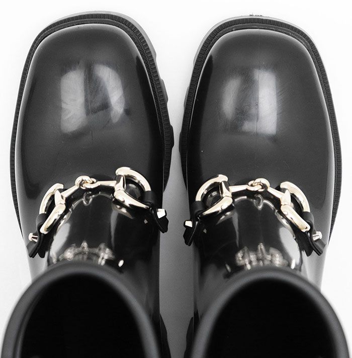 美品】GUCCI グッチ ブーツ レイン ロゴ ホースビット スネーク