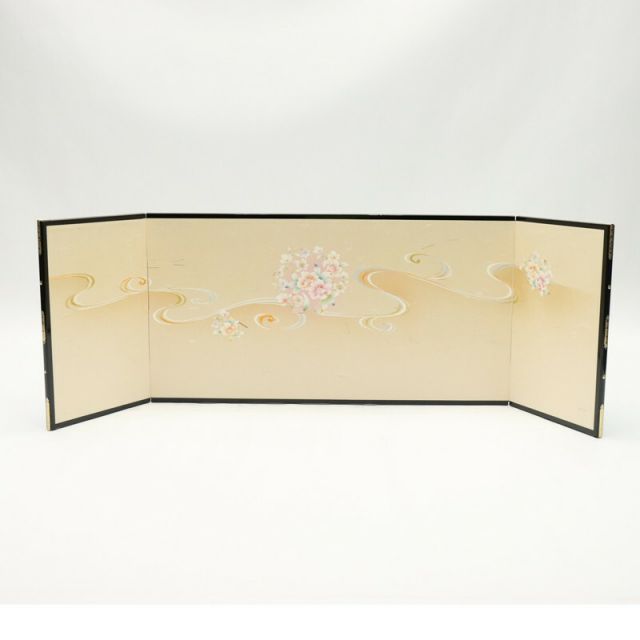 アウトレット品 インテリア 屏風単品 お買い得品 15号 丸花流水 三曲本