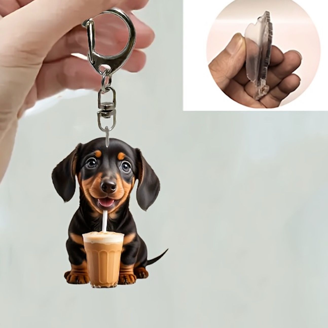 ダックスフンド キーホルダーミニチュアダックスダックス2D子犬
