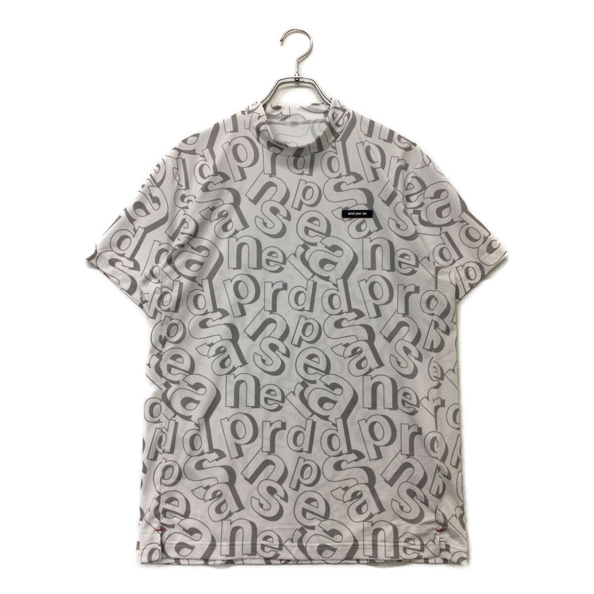 and per se メンズ モックネックシャツ ホワイト Lサイズ AND PER SE アンパスィ モックネック半袖Tシャツ ホワイト系 L