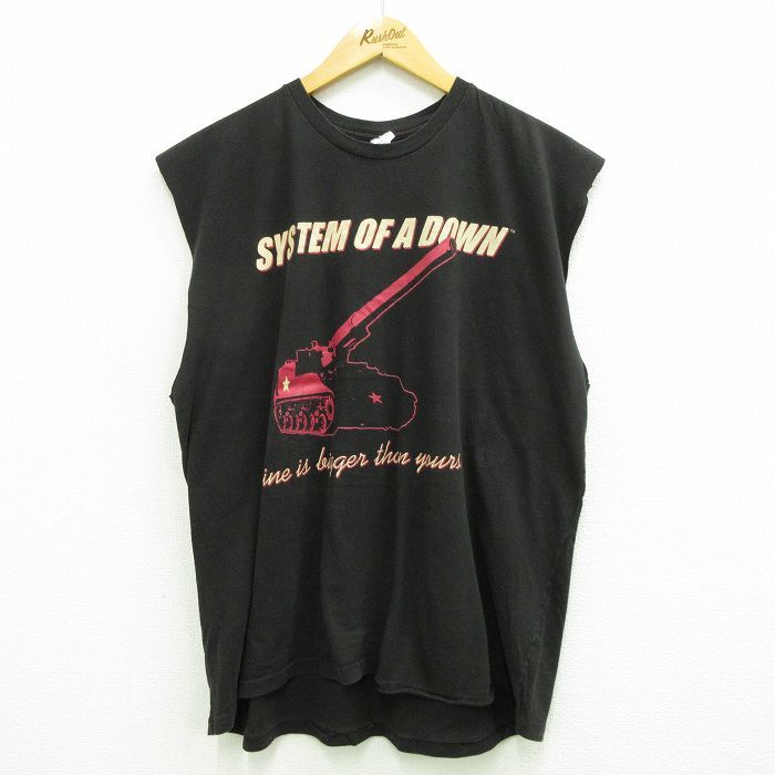 XL/古着 システムオブアダウン ノースリーブ ロック バンド Tシャツ メンズ 戦車 コットン クルーネック 黒 ブラック 23jul13 中古