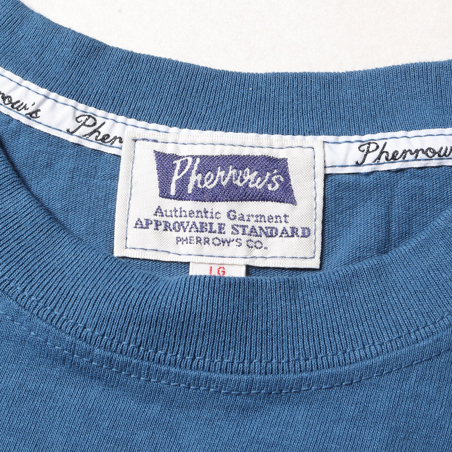 PHERROWS フェローズ Tシャツ サイズ:L 21SS プリント ヘビー ポケット クルーネックTシャツ スティールブルー トップス カットソー 半袖 【メンズ】