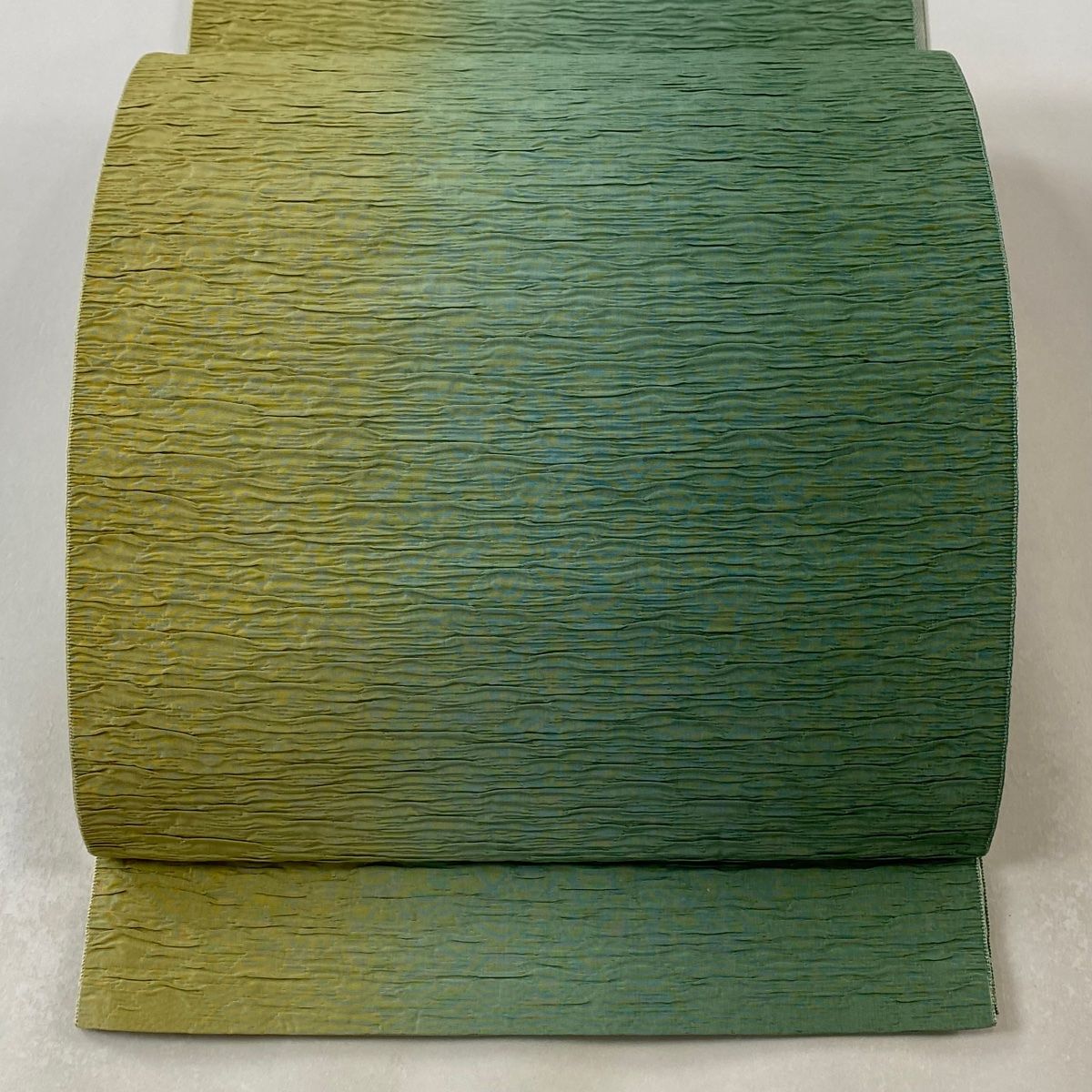 袋帯 美品 秀品 華文 鳳凰 金彩 螺鈿 灰緑 お太鼓柄 正絹 【中古