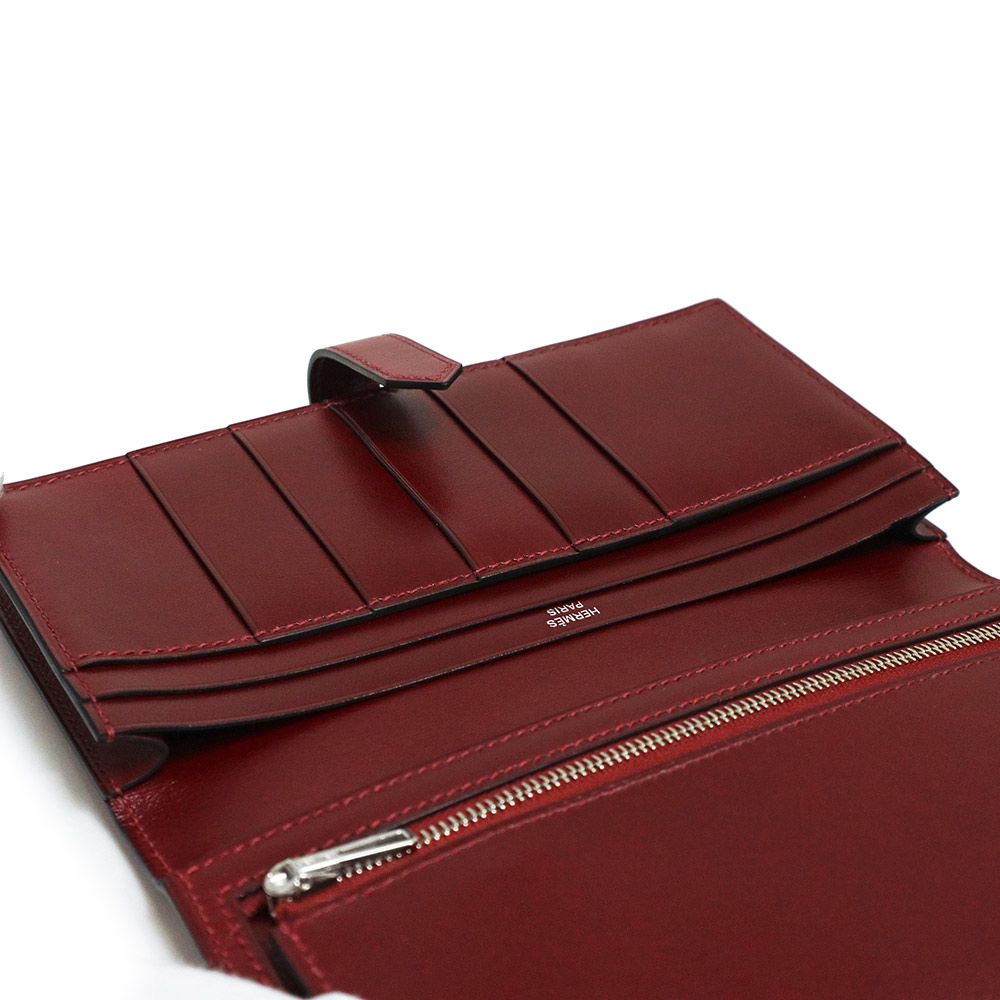 ①HERMES エルメス べアンクラシック □D刻印　長財布 ボルドー HERMES エルメス べアンクラシック □D刻印 長財布 ボルドー