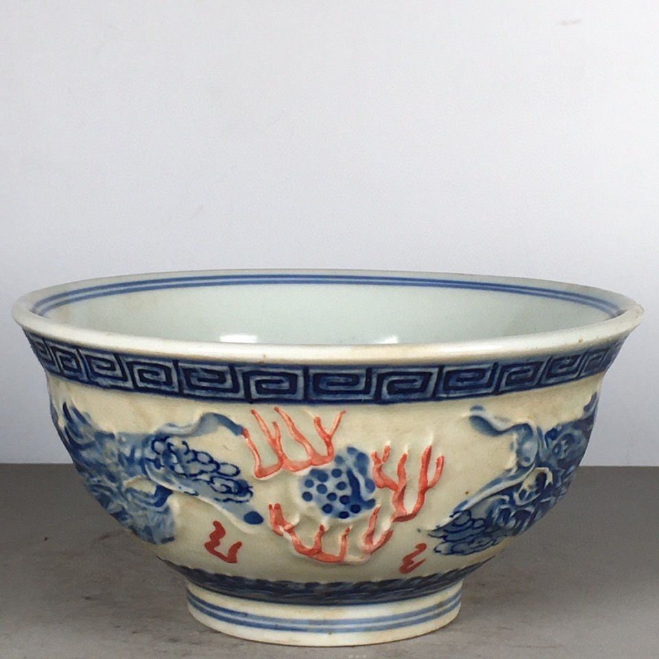 清光緒青花人物紋竜耳賞瓶 陶磁器 現代工芸品 美術品 置物