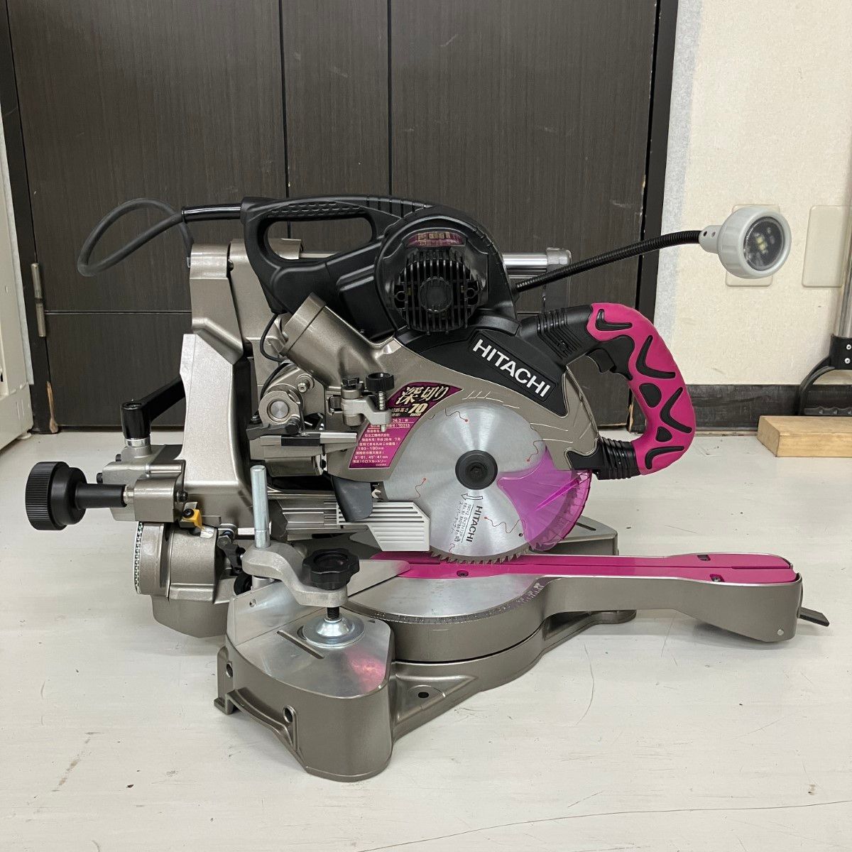 ЗЗHITACHI 日立 100v 190mm スライド丸のこ ダストバッグ 取説付 C7RSHC ピンク×ブラック