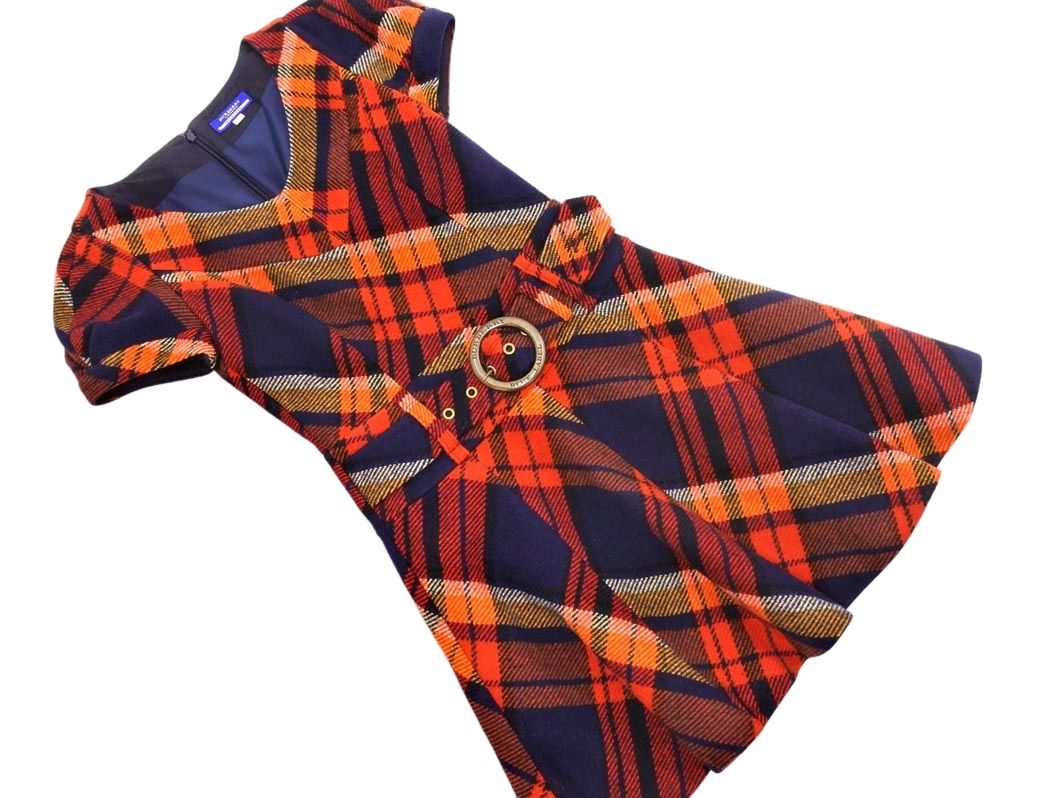 BURBERRY BLUE LABEL バーバリーブルーレーベル ウール混 チェック ワンピース size36|紺ｘ赤 ◎レディース