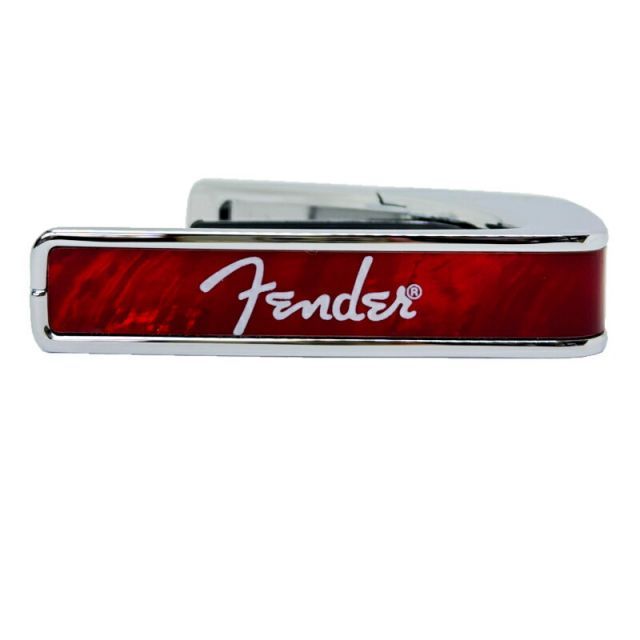 タリア カポ フェンダー ライセンスド モデル Thalia Capos カポタスト Fender Red Angel Wing w White Spaghetti Logo Chrome 3種フレットパッド付属