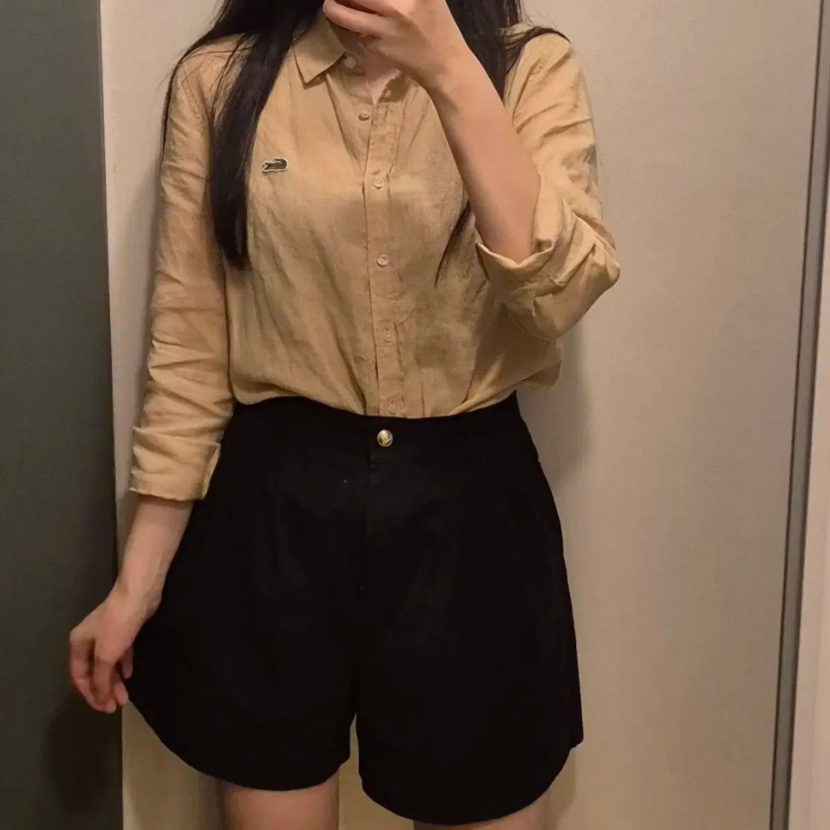 1 会議用 LACOSTE ラコステ リネンシャツ