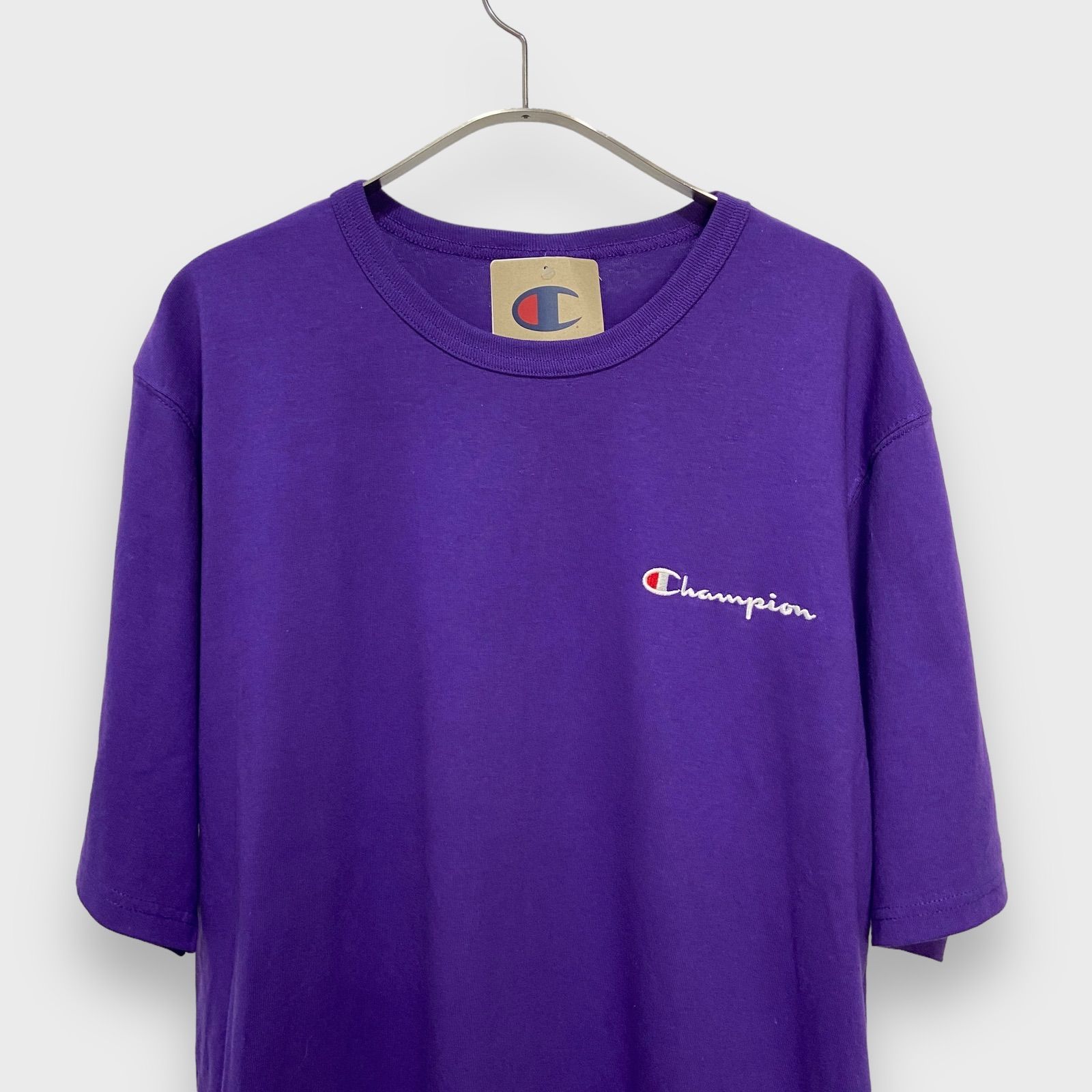 ☆タグ付き新品☆アメリカ限定☆Champion☆ヘリテージ半袖Tシャツ☆紫 