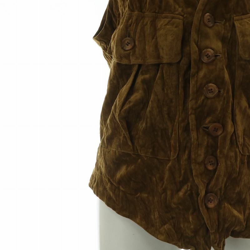 未使用品 イッセイミヤケ ISSEY MIYAKE Vest ベスト ジレ ベロア プリーツ加工 M 茶色 ブラウン IM41-FE901 /XZ ■GY18 レディース イッセイミヤケ ISSEY MIYAKE Vest ベスト ジレ ベロア プリーツ