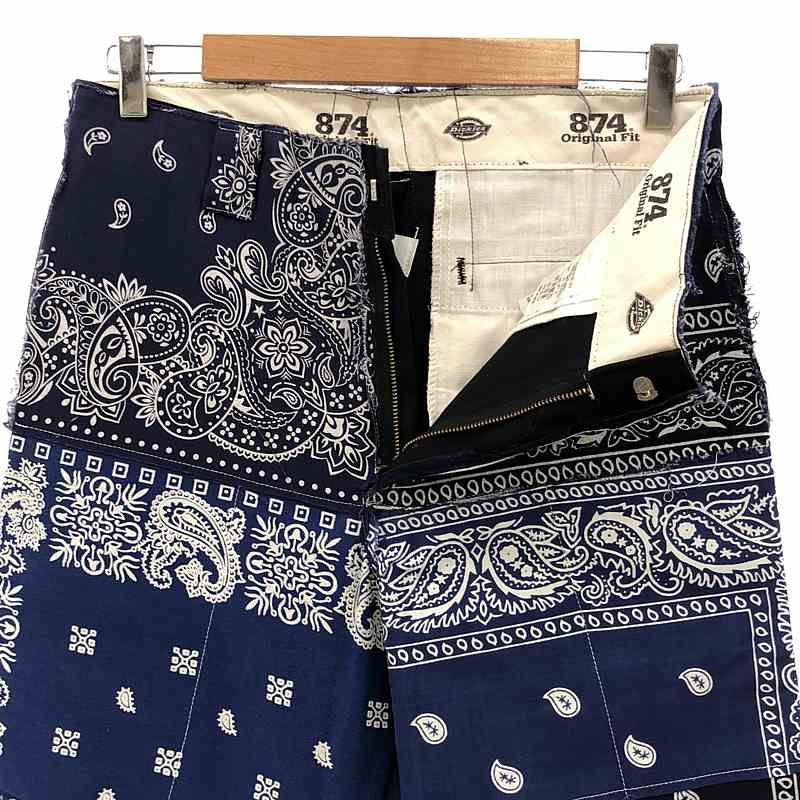 MIYAGIHIDETAKA / ミヤギヒデタカ | × Dickies / ディッキーズ 別注 総柄 ペイズリー バンダナ パッチワーク カットオフ パンツ | 32 | ネイビー/ブルー系 | メンズ MIYAGIHIDETAKA / ミヤギヒデタカ | × Dickies / ディッキーズ 別注 総