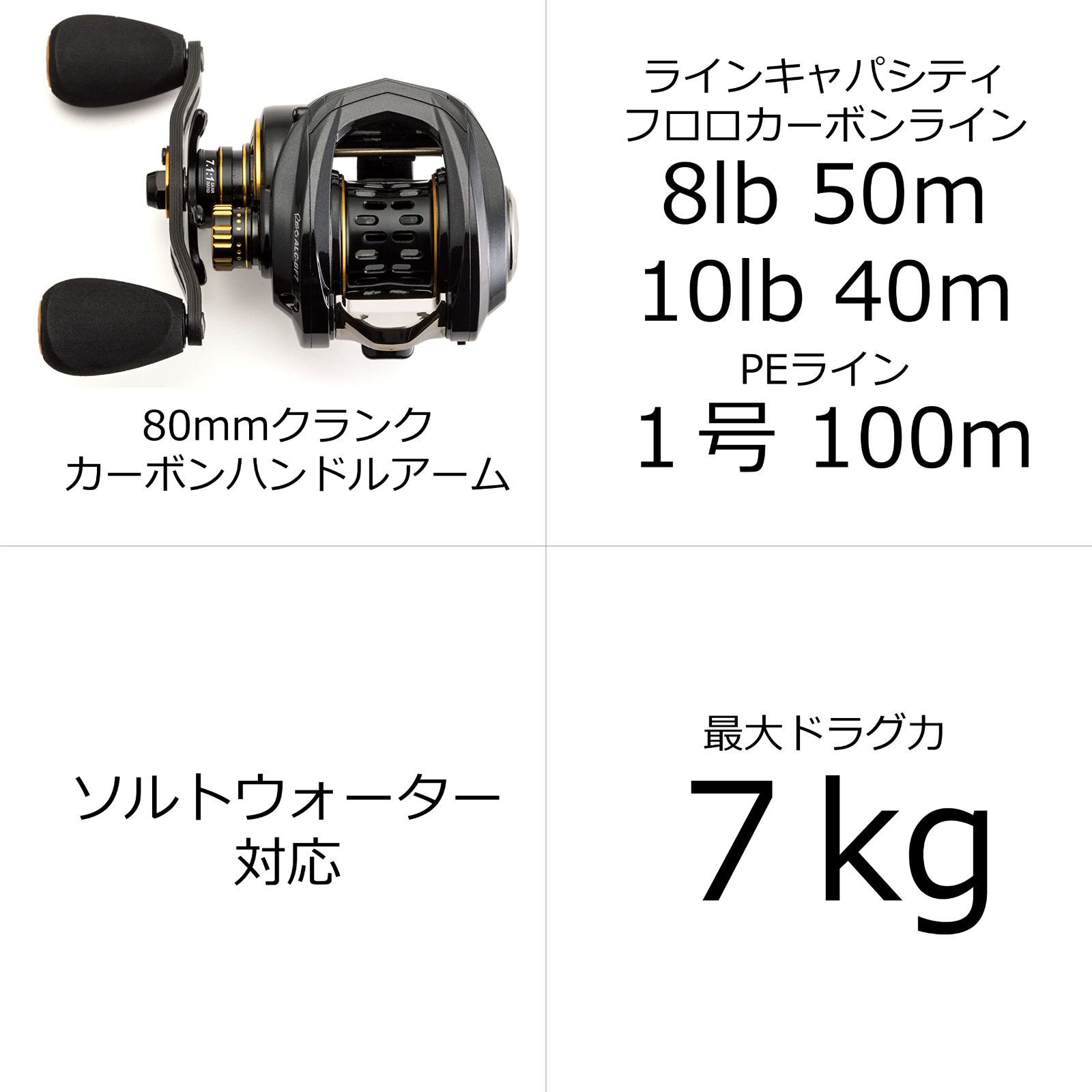 KTF IXA オフセットカーボンハンドル ダイワ用 80mm KTF IXA オフセットカーボンハンドル80mm Abuダイワ用 IXA 80mm
