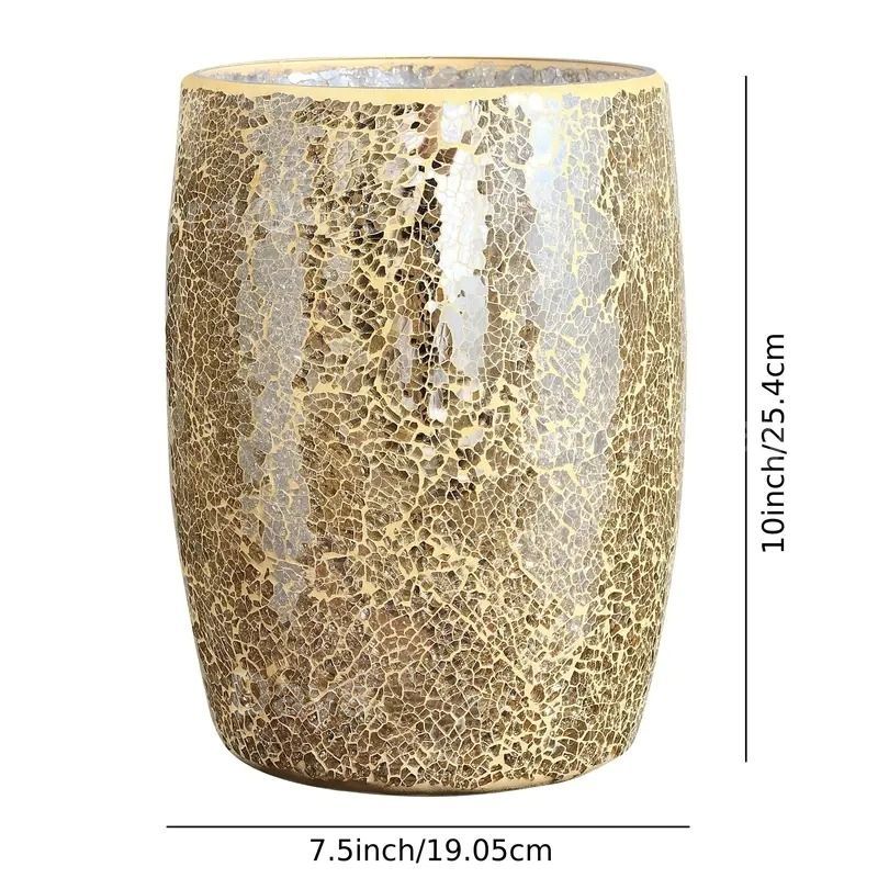 ゴミ箱 ダストボックス モザイクガラス 蓋なし 楕円形 モダン おしゃれ 美しい エレガント インテリア 北欧 ゴールド系 19.05×25.4cm