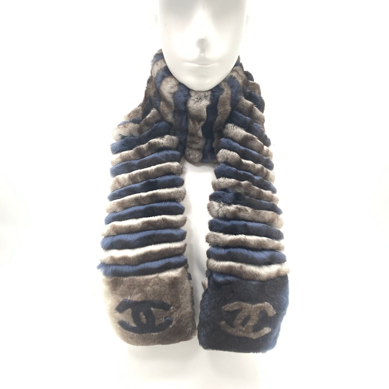 極美品 人気色CHANEL シャネル マフラー ココマーク オリラグ