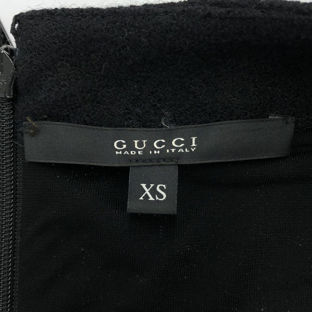 グッチ　ノースリーブトップス　XS ブラック GUCCI グッチ ノースリーブ ウールベルテッドワンピース