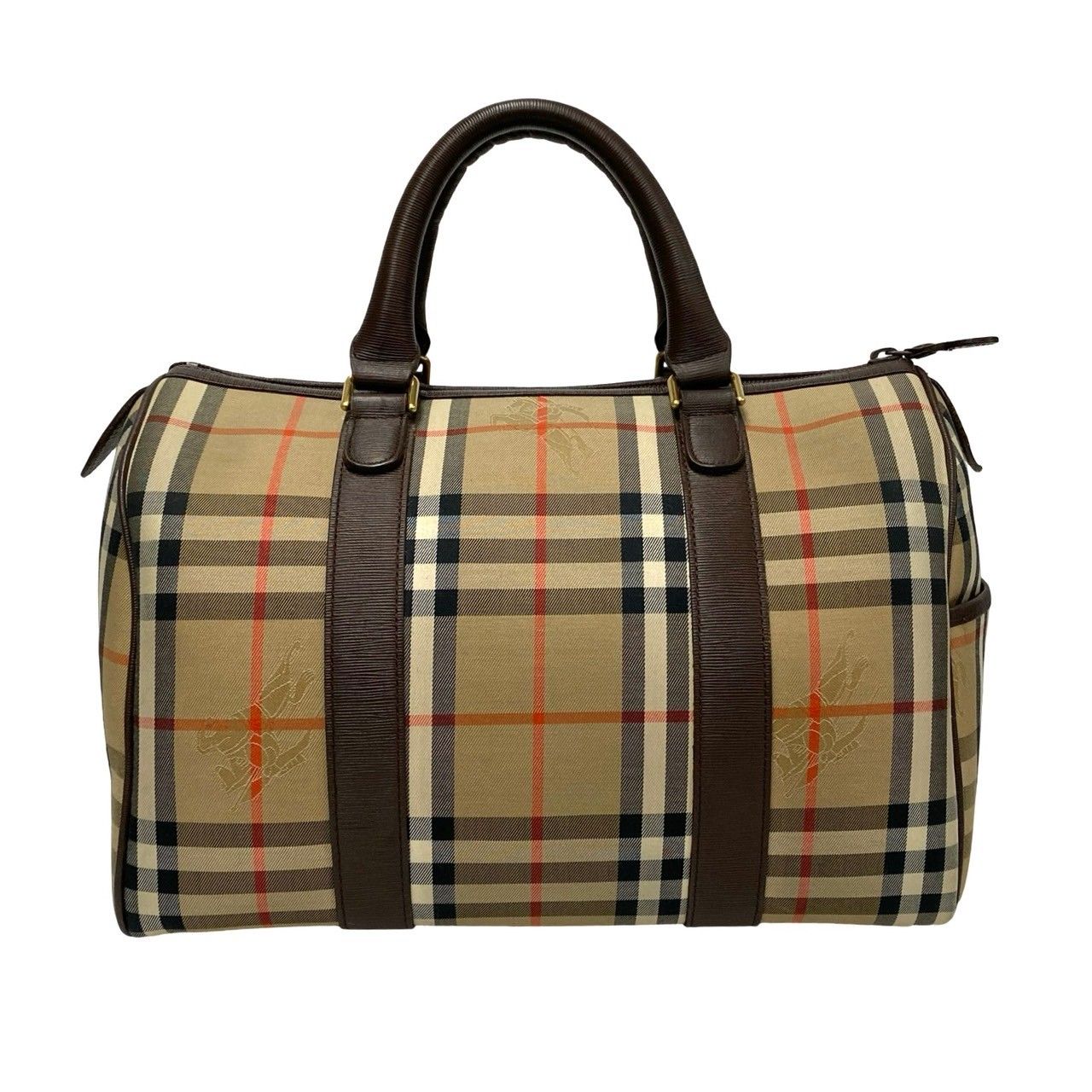 【美品】BURBERRY キャンバス レザー ノバチェック ボストンバッグ 鍵付 美品】BURBERRY キャンバス レザー ノバチェック ボストンバッグ 鍵付