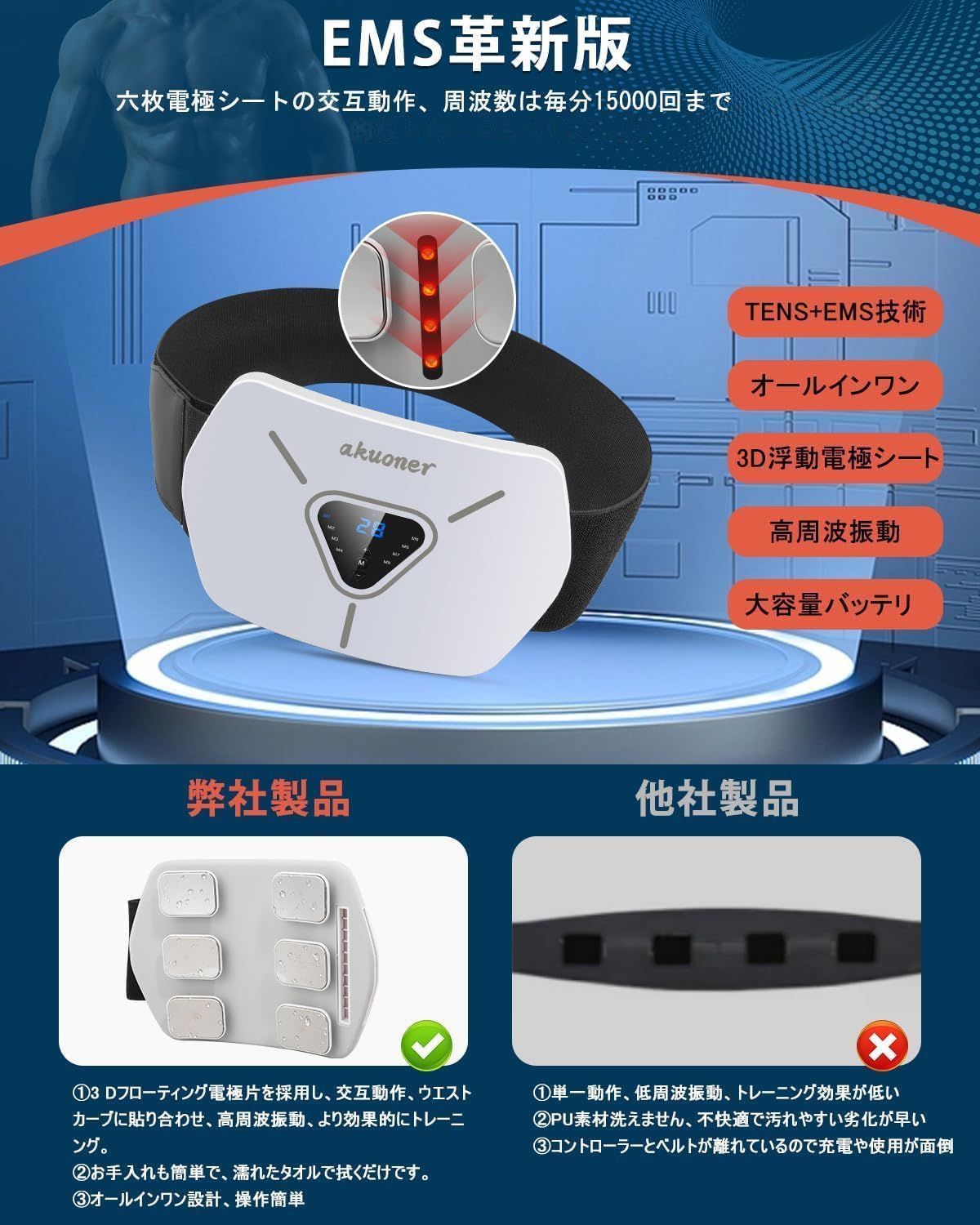 ジェルシート不要 6腹筋パッド
