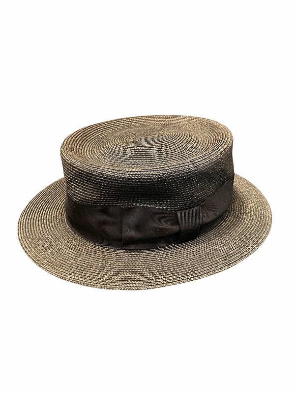 キジマタカユキ KIJIMATAKAYUKI × TOGA PULLA LAYERD BORDER HAT ストローハット 帽子 1 黒 ブラック TP91-AA506