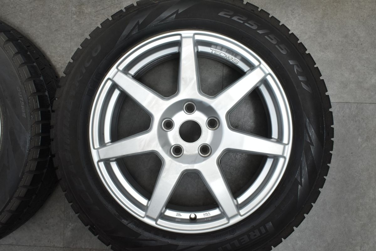 【良好品】テクマグ 17in 7J +52 PCD112 ピレリ アイスアシンメトリコ 225/55R17 ミニ クロスオーバー F60 X1 F48 F49 X2 F39 送料無料