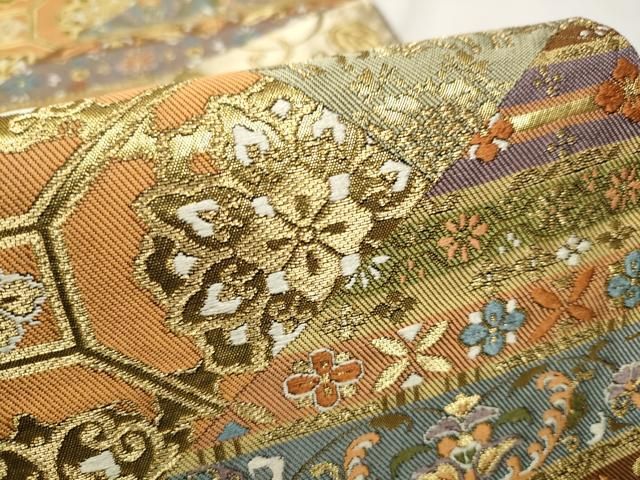 平和屋着物○六通柄袋帯 唐織 鳳凰丸文 金糸 正絹 逸品 DAAS3562ps