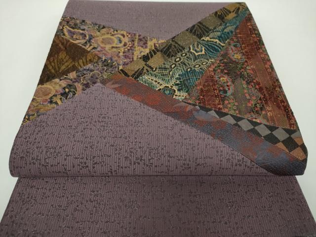 平和屋着物●太鼓柄袋帯 切嵌 更紗花文 金銀糸 やまと誂製 正絹 DAAX4528ps