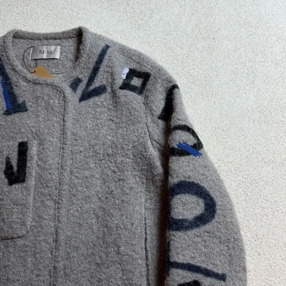 ヴィンテージ グレー ポケット フリース ジャケット